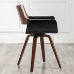 Load image into Gallery viewer, LUNLING Swivel Accent Faux Leather Dining Chairs Set of 2, Mid Century Modern Chairs with Wooden Legs/Armrest/Upholstered Seat/Adjustable Foots for Kitchen Dining Room Desk Chairs,Black…