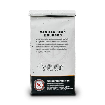 Fire Department Coffee - Vanilla Bourbon Coffee - Gives Back to Firefighters - Vanilla Bean Bourbon Infused - Ground Medium Roast - Non-Alcoholic - Roasted in the USA - Veteran Owned - 12 oz