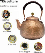 Load image into Gallery viewer, YJX Copper Tea Kettle For Stovetop, Japanese Style Non-Coating Pure Copper Teapot with Stainless Steel Infuser For Loose Tea, Large and Solid Tea Pot For 3-7 Cups (2000ml)