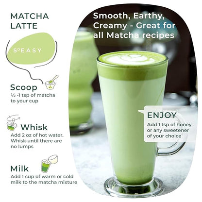AprikaLife Matcha Powder from Japan, USDA and JAS Organic Matcha Green Tea Powder, No Sugar Added, Perfect for Matcha Latte, Japanese Green Tea - Premium Cafe Grade - 1 oz/ 30g