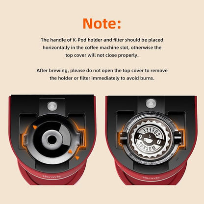 Mini Single Serve Coffee Maker for K Cup and Ground Coffee, Fast Brew One Cup Coffee Machine with Descaling Reminder and Water Window, 6 to 12 oz. Brew Sizes, Red