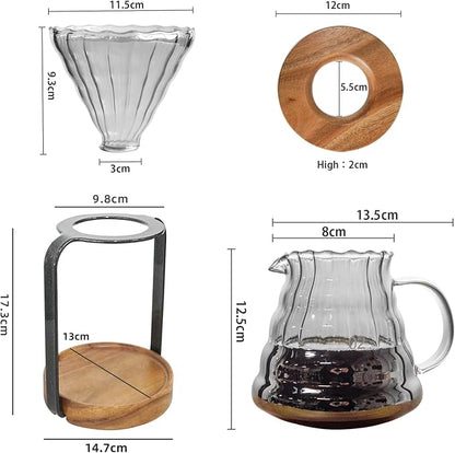 Pour Over Coffee Maker Set with Dripper Stand Coffee Filters Paper Coffee Grinder Gift for Coffee Lovers