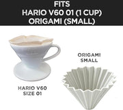 (2-Pack) Reusable Organic Cotton Filters for Hario V60 and Origami Style Pourover Coffee Filters, Ceramic Cup, Glass, Plastic Dripper (Size 01, 1-2 Cups)