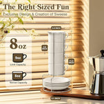 Load image into Gallery viewer, 8 Ounce Porcelain Cappuccino Cups with Saucers and Stainless Steel Stand, Stackable Espresso Cups Set of 4, White Ceramic Coffee Mugs for Home, Office, Cafe or Gift