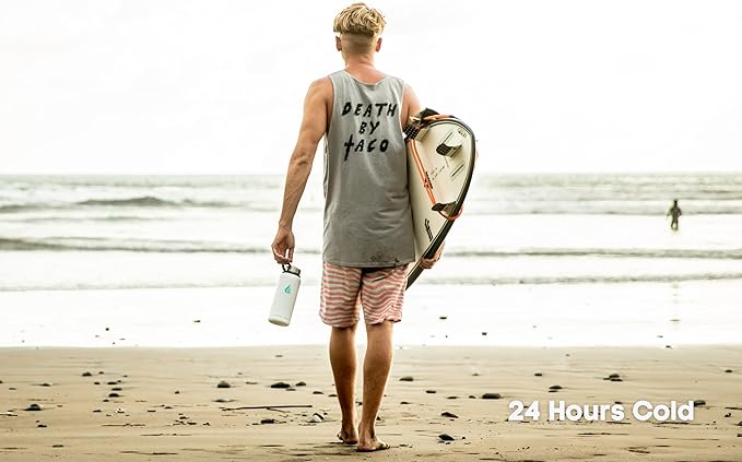 HYDRO CELL Stainless Steel Insulated Water Bottle with Straw - For Cold & Hot Drinks - Metal Vacuum Flask with Screw Cap and Modern Leakproof Sport Thermos for Adults (White 32oz)