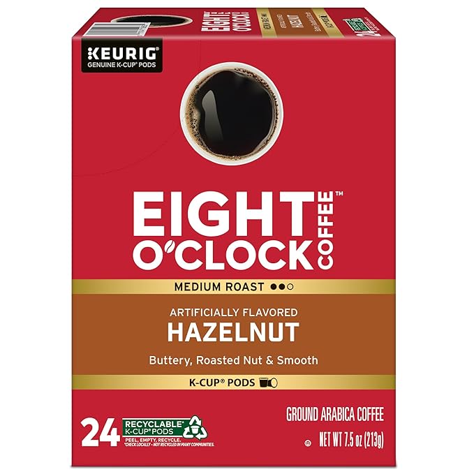 Eight O'Clock Coffee Hazelnut Keurig Single-Serve K-Cup Pods, Medium Roast Coffee, 96 Count