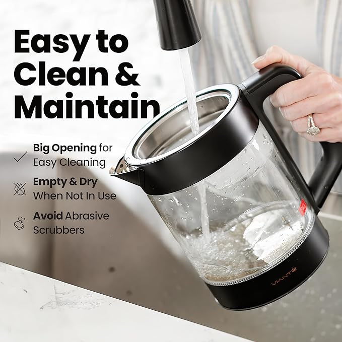 Vianté Electric Kettle With Infuser For Loose Leaf. Hot Tea Maker With Temperature Control And Automatic Shut Off. Tea Kettle With Brewing Programs. 1.5 Liters Capacity | Black Color