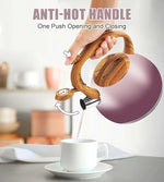 Load image into Gallery viewer, Tea Kettle for Stove Top, 3.2QT Whistling Tea Pots with Wood Parttern Handle, Stainless Steel Teapot for Home and Kitchen (Purple Gradient)