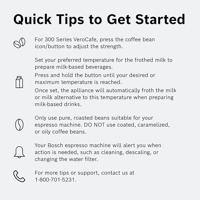 Bosch TIU20508 300 Series Fully Automatic Espresso Machine with Milk Express (in-cup frother), LCD + Touch Control Panel, Cup Warmer, OneTouch Milk-based Beverages and 5 Beverage Options, Dark Silver