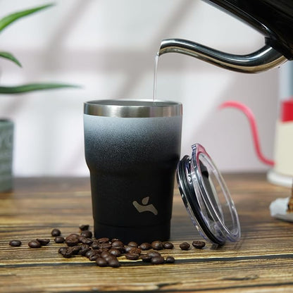 10 oz Tumbler with Handle and 2 Straw 2 Lid, Insulated Water Bottle Stainless Steel Vacuum Cup Reusable Travel Mug, Navy Blue