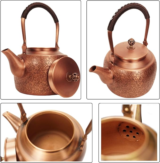 Kkekos Handmade Copper Kettle Copper Teapot for Stovetop 2000ml (Type3)