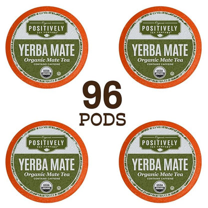Organic Positively Tea Company, Yerba Mate Tea (Unsmoked), K-Cup Compatible, 96 Pods