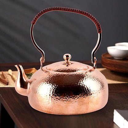 Copper Tea Kettle, Stovetop Teapot with Infuser for Loose Tea, 2000ml Handmade Hammered Kettle, Copper Tea Pot with Infuser, for Gas and Electric Stoves