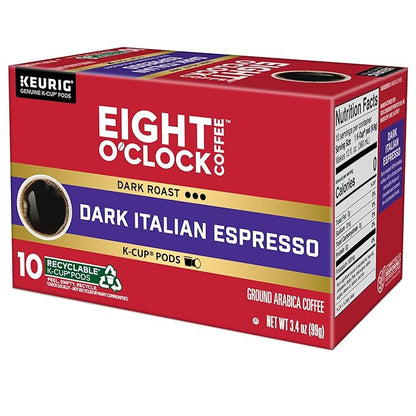 Eight O'Clock Coffee Dark Italian Roast, Keurig Single Serve K-Cup Pods, Dark Roast, 60 Count (6 packs of 10)