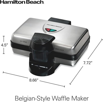 Hamilton Beach Belgian Mini Waffle Maker with Shade Control, Makes 2 at Once, Create Personalized Keto Chaffles and Hash Browns, PFAS-Free Non-Stick Plates, Compact Design, Stainless Steel (26009)