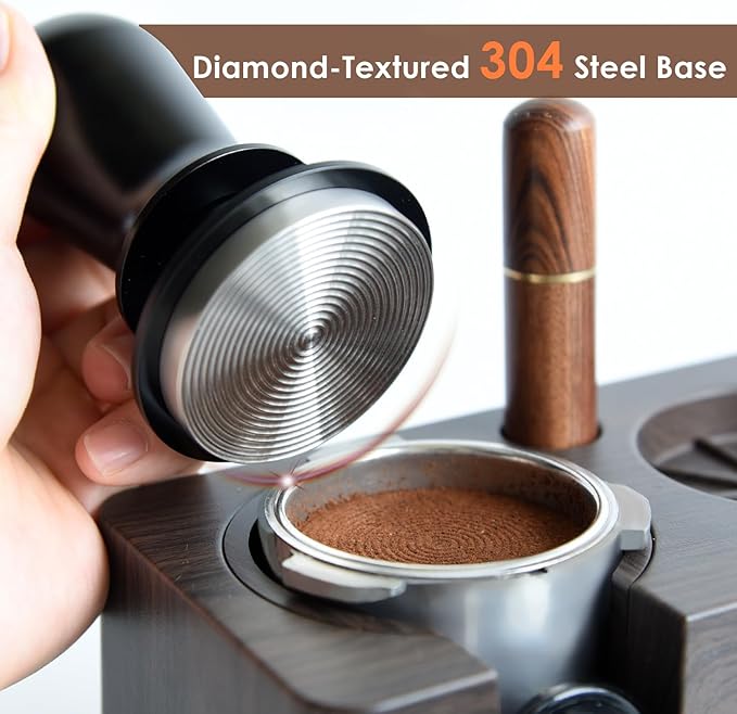 58.35mm Espresso Tamper, 3 Spring Loaded Tamper, Coffee Tamper with Stainless Steel Ripple Base, Self Leveling Tamper for Barista, Compatible with 58mm Rancilio, Gaggia Bottomless Portafilter