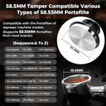 Load image into Gallery viewer, IKAPE 58MM Espresso Tamper Kit Black 6 IN 1, Coffee Tamper Set Including Tamper, Distributor, Magnetic Dosing Funnel, Silicone Mat, Puck Screen, and Cleaning Towel