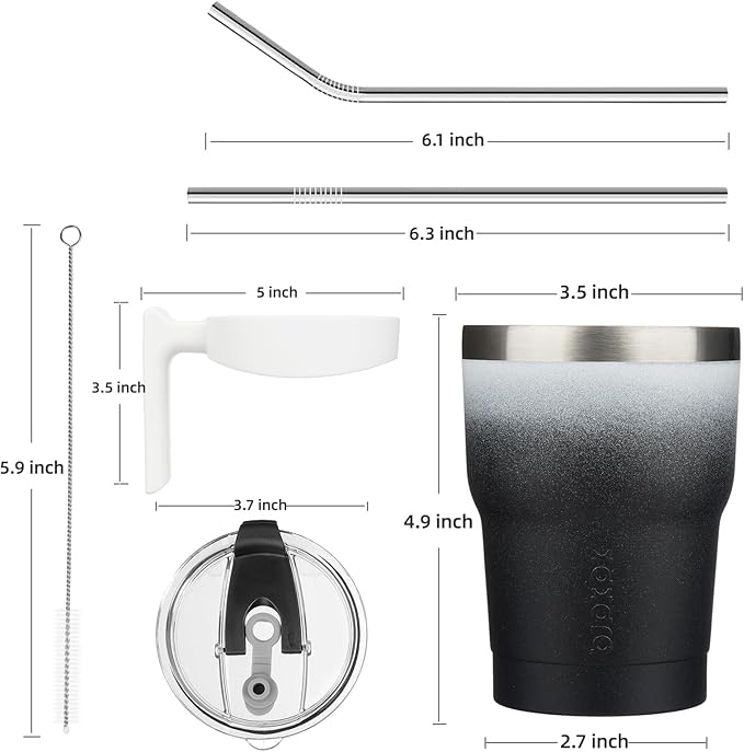 BJPKPK 10 oz Tumbler With Handle And Straw Stainless Steel Insulated Tumbler With Lid Reusable Metal Coffee Cups,Day Night