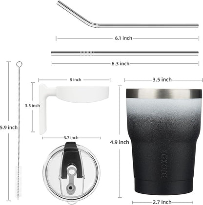 BJPKPK 10 oz Tumbler With Handle And Straw Stainless Steel Insulated Tumbler With Lid Reusable Metal Coffee Cups,Day Night