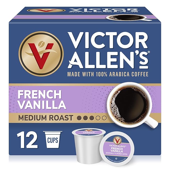 Victor Allen's Coffee French Vanilla Coffee, 12 Count, Single Serve Coffee Pods for Keurig K-Cup Brewers