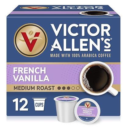 Victor Allen's Coffee French Vanilla Coffee, 12 Count, Single Serve Coffee Pods for Keurig K-Cup Brewers