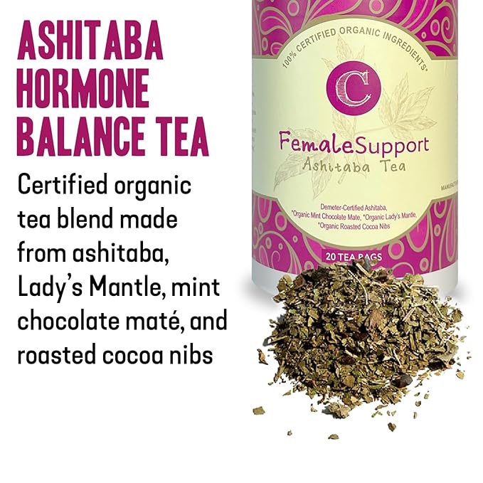 Dr. Cowan’s Garden Organic Ashitaba Tea - 20 Teabags - Female Support Hormone Balance - Supports Periods & PMS, Healthy Cycle Tea with Mint Chocolate Maté, Lady’s Mantle, & Ashitaba Herbs Grown in USA