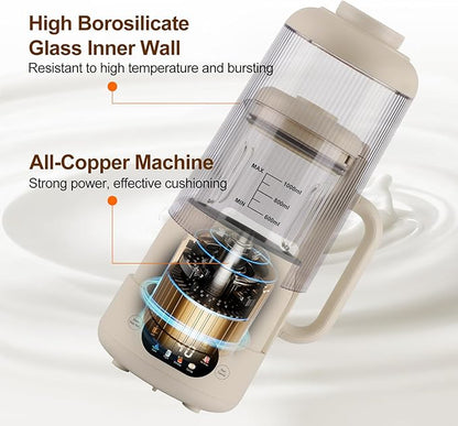 IAGREEA 35oz Noise Reducing Nut Milk Maker Machine, 10 in 1 Automatic Soy Milk Maker with 8 Blades, Homemade Oat, Juice, Yogurt, Milk Shake, 12H Delay, 6H Keep Warm, BPA-Free, Self-Cleaning
