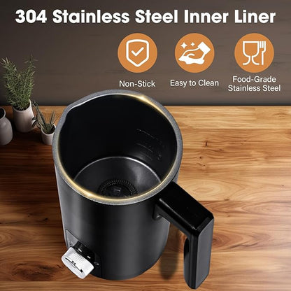 5-in-1 Milk Frother and Steamer,12oz/350ml Electric Milk Steamer,Automatic Cold and Hot Foam maker for Lattes,Coffee,Macchiato,Matcha,Non-stick Coating Interior.(Black）