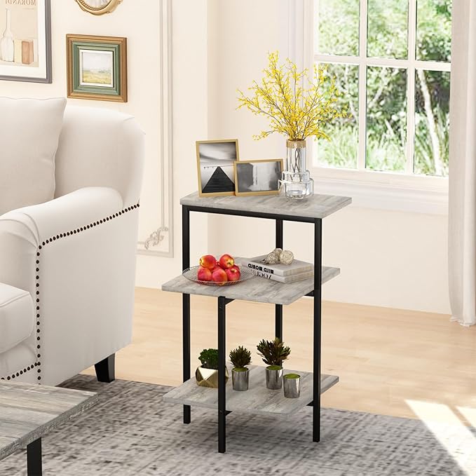 Lamerge Coffee Table Set of 3,Rectangle Coffee Table&2 Accent Table,Faux Marble Tabletop,3 Piece Living Room Table Sets with Multi Tier Storage, for Small Space, Apartment, Gray