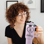 Load image into Gallery viewer, Personalized 40 Oz Tumbler with Handle and Straw, Custom Cup with Name &amp; Birth Flower, Stainless Steel Travel Coffee Tumbler,Personalized Christmas Birthday Gifts for Women, Teen Girls