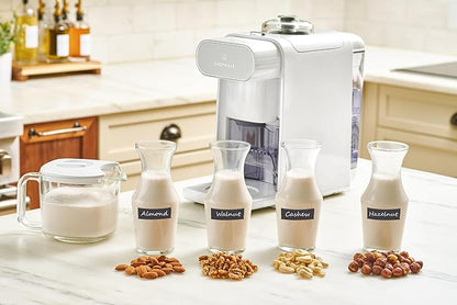 ChefWave Milkmade Non-Dairy Milk Maker (Silver/White)– 6-in-1 Vegan Plant-Based Milk Machine with Auto Clean, Delay Start & Glass Pitcher – Almond, Oat, Soy, Cashew, Coconut, Macadamia Milk Maker