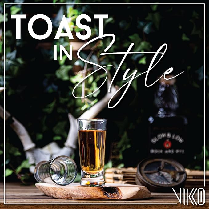 Vikko 2.75 Ounce Shot Glasses, Set of 6 Small Liquor and Spirit Glasses, Durable Tequila Bar Glasses For Alcohol and Espresso Shots, 6 Piece Shooter Glass Set