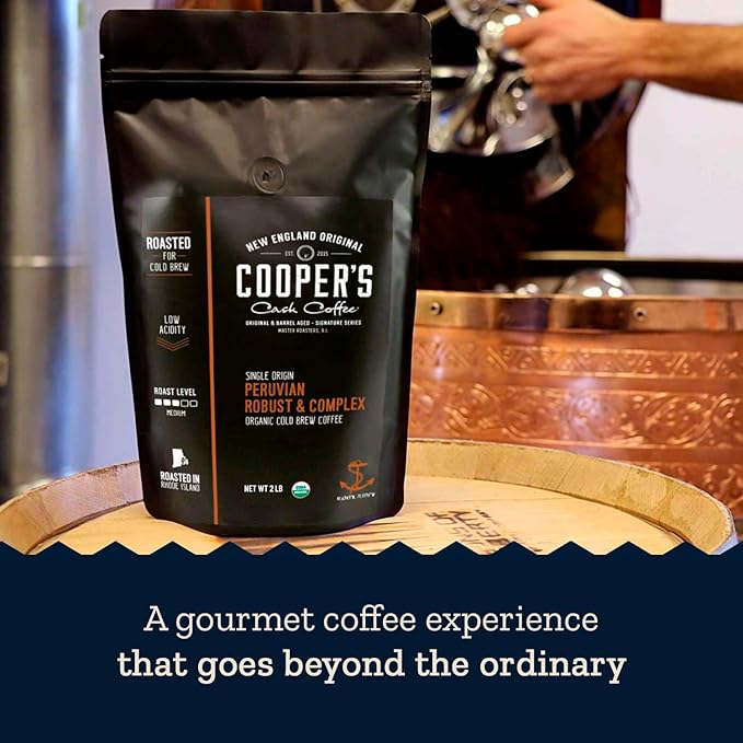 Peruvian Organic Cold Brew Coffee, Single Origin & Gourmet Beans, Tasting Notes Of Caramel With A Touch of Cherry & Orange, Medium Roast Coarse Ground Beans, 2 lb Coffee Bag