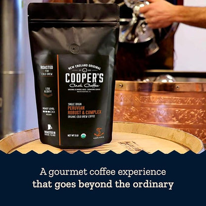 Peruvian Organic Cold Brew Coffee, Single Origin & Gourmet Beans, Tasting Notes Of Caramel With A Touch of Cherry & Orange, Medium Roast Coarse Ground Beans, 2 lb Coffee Bag