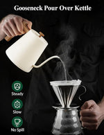 Load image into Gallery viewer, KLEAH Gooseneck Electric Kettle with Temperature Control - 0.8L Automatic Shut Off Tea &amp; Coffee Kettle, Hot Water Boiler Pour Over Coffee Kettle, 1200W Quick Heating Keep Warm, Bone White