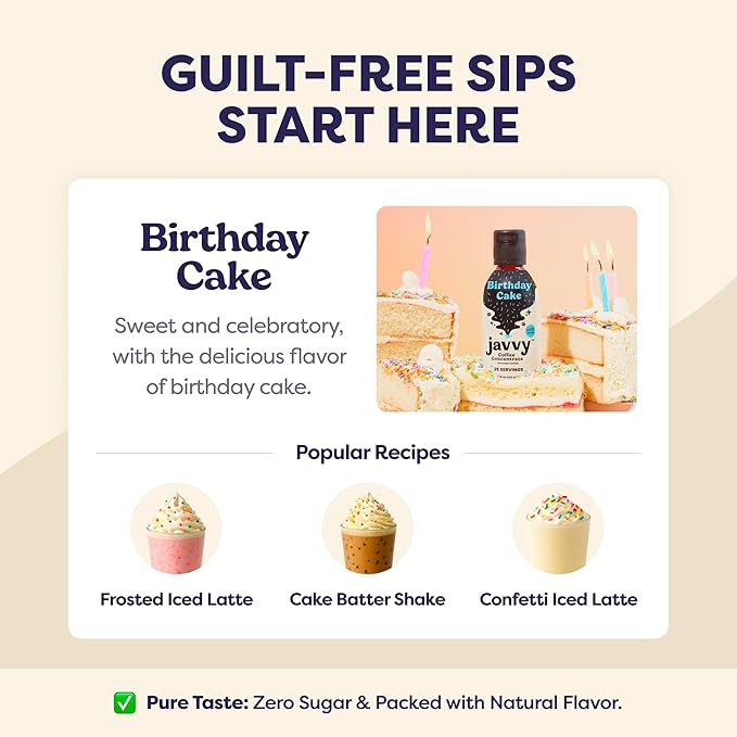 Coffee Concentrate - Limited Release Flavors - Cold Brew Coffee, Perfect for Hot or Iced Instant Coffees, Hot Drinks, Cold Brew Concentrate, 35 Servings - Birthday Cake