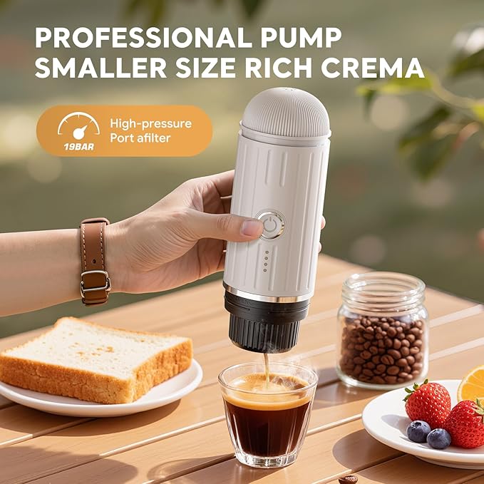 Portable Electric Espresso Machine, Travel Coffee Maker for Camping, Car Self-Heating Coffee Machine with USB-C, Compatible With NS Capsules & Ground Coffee, Portable Coffee Maker for Hiking,RV,Office