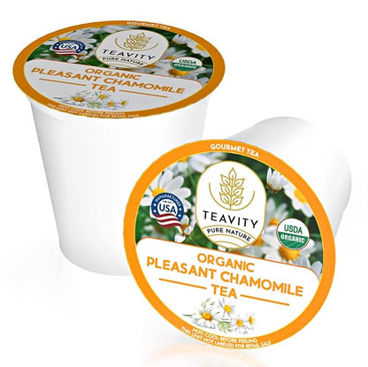 Teavity Organic Chamomile Tea Pods for Keurig - Decaf, 12 Count