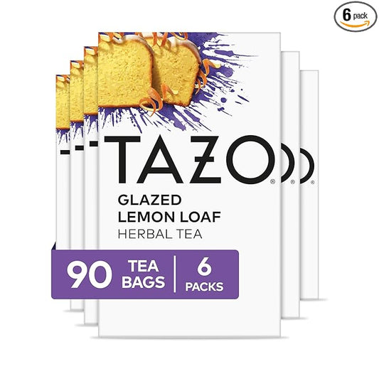 TAZO Dessert Delights Glazed Lemon Loaf Herbal Tea Bags, Aromatic Blend, Caffeine-Free, 90 Total Tea Bags (15ct - Pack of 6)