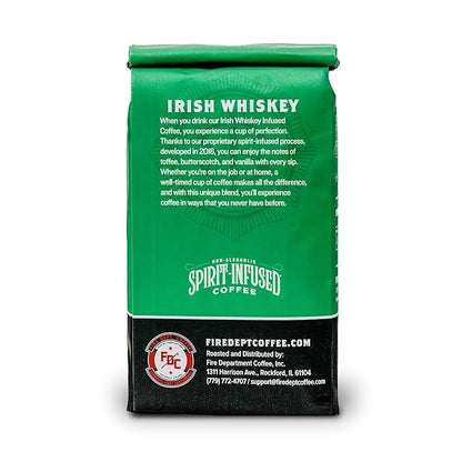 Fire Department Coffee - Gives Back to Firefighters - Irish Whiskey Infused Coffee Beans - Medium Roast - Non-Alcoholic - Roasted in the USA - Veteran Owned (12 oz, Pack of 2)
