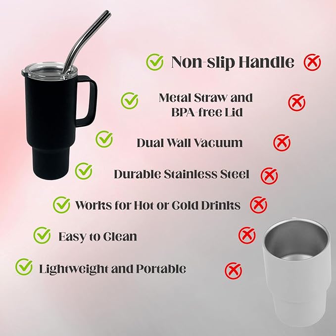 Cute Shot Glasses with handle 2oz, Mini Shot Tumbler with Lid and Straw, Kawaii Insulated Tumblers for Espresso Coffee Spirits Cute Stuff Funny Gifts (6x Black)