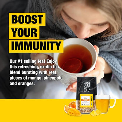 Tiesta Tea Maui Mango, Loose Leaf, Mango Pineapple Herbal Tea, Premium Non-Caffeinated Fruit Blend, Makes Hot or Iced & Brews Up to 200 Cups, 16 Ounce Resealable Bulk Pouch