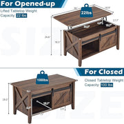 VINGLI Espresso Lift Top Coffee Table, 36