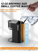 Load image into Gallery viewer, Single Serve Coffee Maker for K-Cup and Ground Coffee, Fast Brew, 6-12 oz Brew Sizes One Cup Coffee Machine Fits 5.5" Mugs, One-Button Small Coffee Maker with Descaling Reminder,Black