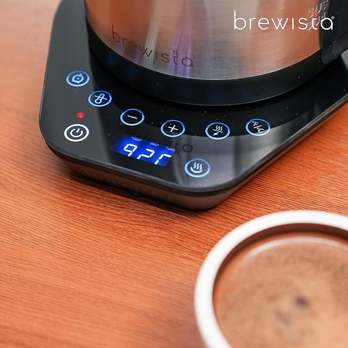 Brewista V-Spout Electric Kettle, Large 1.7 Liter Capacity For Pour Over Coffee, Smart Digital Heating Element, Perfect for Cupping, Stainless Steel