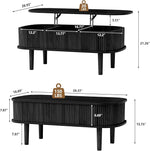 Load image into Gallery viewer, Fluted Lift Top Coffee Table with Hidden Compartment, Fully Assembled Wooden Center Table, Modern Oval Lift Tabletop for Home Living Room Office, Black