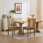 Load image into Gallery viewer, Vintage French Country Dining Chairs Set of 8, Grey Cane Back Rattan Dining Chairs with Linen Upholstered Seat, Solid Wood Legs, Farmhouse Kitchen &amp; Dining Room, Sillas De Comedor (Gray, 8Pcs)