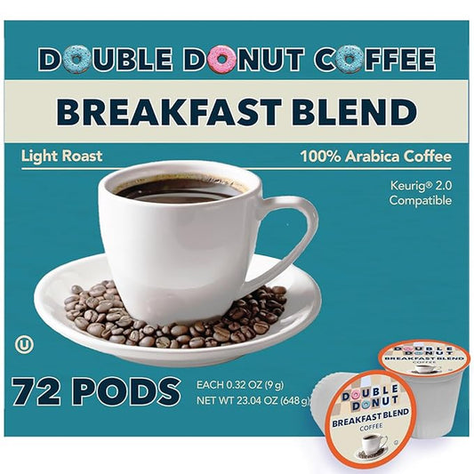 Double Donut Coffee Breakfast Blend Coffee Pods, Light Roast Coffee in Recyclable Single-Serve Pods for Keurig K Cups Brewer Machines, 72 Count Bulk Pack, original version