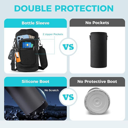 1 Gallon Water Bottle Insulated - 128 oz Water Jug with Straw Spout Lid, Paracord Handle, Carrying Bag, Protective Cup Mat, Big Stainless Steel Water Bottles, Metal Canteen for Camping Sports Gym