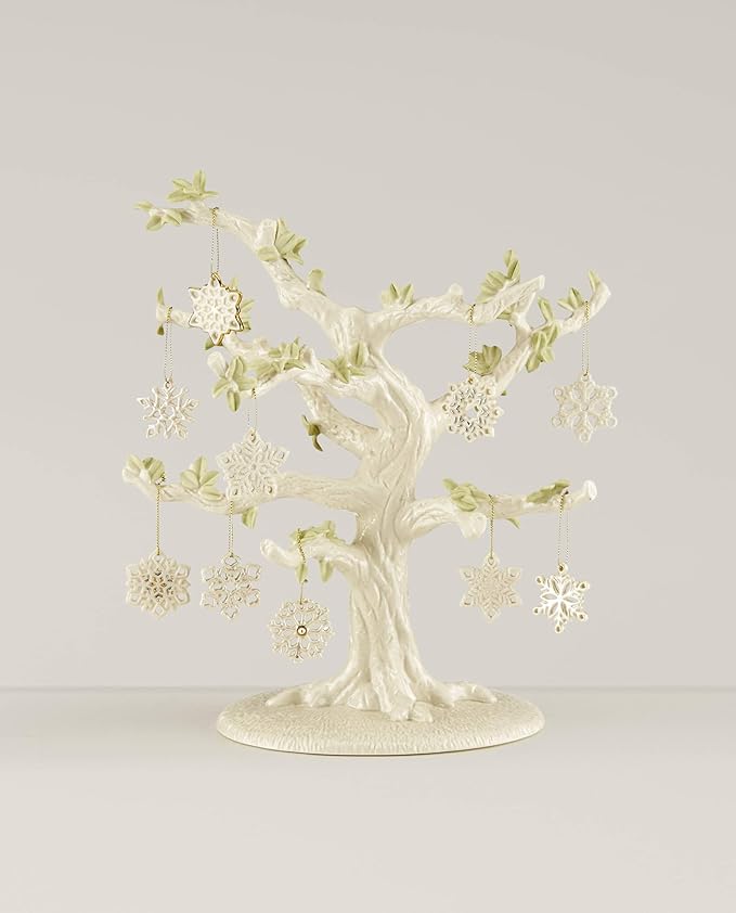 Lenox 890633 Snowflake 10-Piece Ornament & Tree Set, Display Stand
